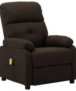 vidaXL Massage Recliner Chair Dark Brown Fabric