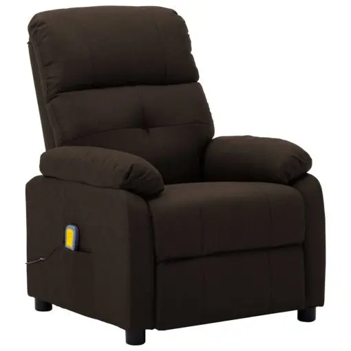 vidaXL Massage Recliner Chair Dark Brown Fabric