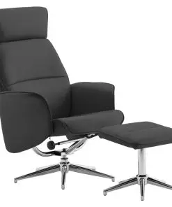 vidaXL Reclining Chair with Footstool Anthracite Faux Leather