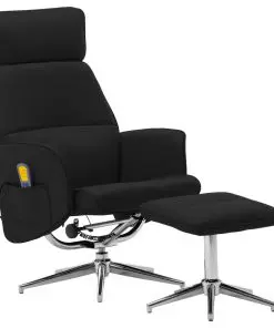 vidaXL Massage Reclining Chair with Footstool Black Faux Leather