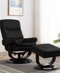 vidaXL Reclining Chair Black Faux Leather and Bentwood