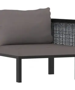 vidaXL Sectional Corner Sofa with Left Armrest Poly Rattan Anthracite