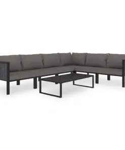 vidaXL 7 Piece Garden Lounge Set with Cushions Poly Rattan Anthracite