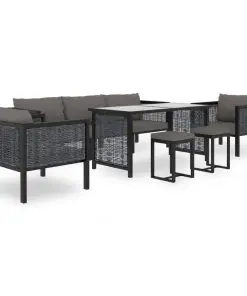 vidaXL 8 Piece Garden Lounge Set with Cushions Poly Rattan Anthracite