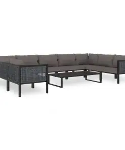 vidaXL 10 Piece Garden Lounge Set with Cushions Poly Rattan Anthracite
