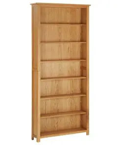 vidaXL 7-Tier Bookcase 90×22.5×200 cm Solid Oak Wood
