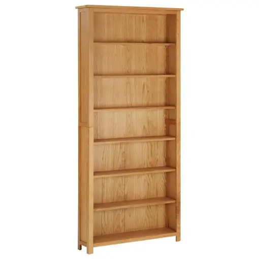 vidaXL 7-Tier Bookcase 90×22.5×200 cm Solid Oak Wood