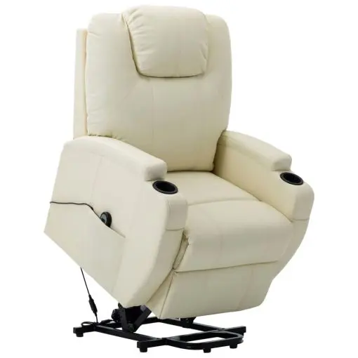vidaXL Stand-up Recliner Cream White Faux Leather (AU only)