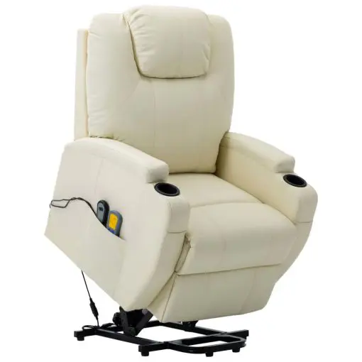 vidaXL Stand-up Massage Recliner Cream White Faux Leather (AU only)