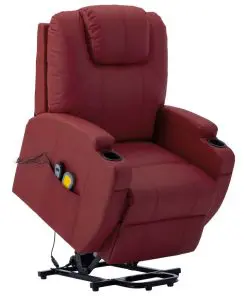 vidaXL Stand-up Massage Recliner Wine Red Faux Leather (AU only)