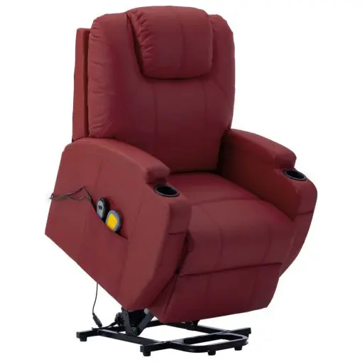 vidaXL Stand-up Massage Recliner Wine Red Faux Leather (AU only)