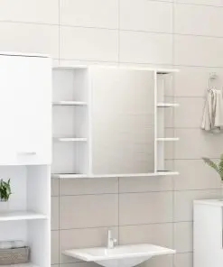 vidaXL Bathroom Mirror Cabinet White 80×20.5×64 cm Chipboard