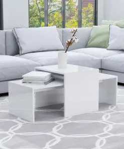 vidaXL Coffee Table Set High Gloss White 100x48x40 cm Chipboard