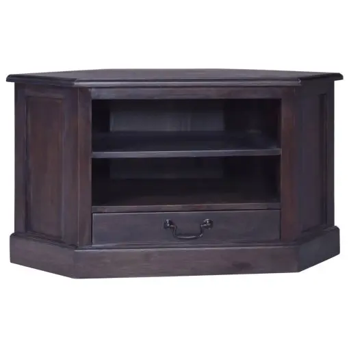 vidaXL Corner TV Cabinet Light Black Coffee Solid Mahogany Wood