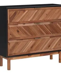 vidaXL Sideboard 90×33.5×80 cm Solid Acacia Wood and MDF