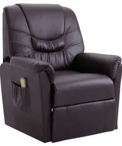 vidaXL Massage Recliner Chair Brown Faux Leather