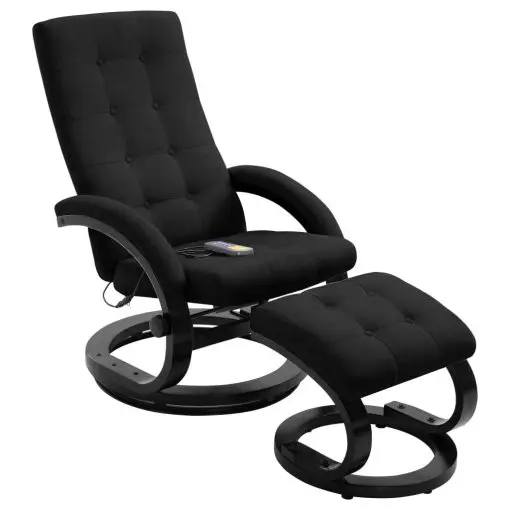 vidaXL Massage Recliner with Footrest Black Suede-touch Fabric