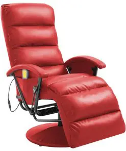 vidaXL TV Massage Recliner Red Faux Leather