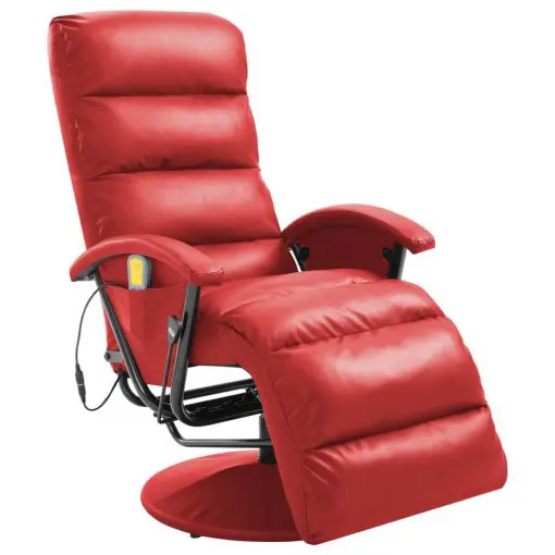 vidaXL TV Massage Recliner Red Faux Leather