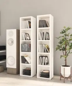 vidaXL CD Cabinets 2 pcs White 21x16x93.5 cm Chipboard