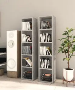 vidaXL CD Cabinets 2 pcs Concrete Grey 21x16x93.5 cm Chipboard