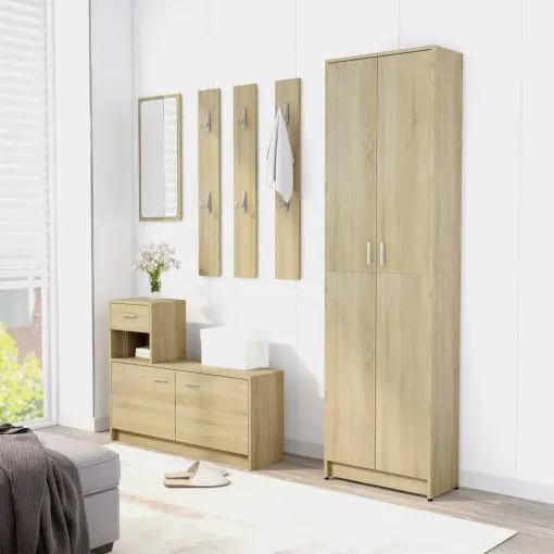 vidaXL Hallway Furniture Set Sonoma Oak Chipboard