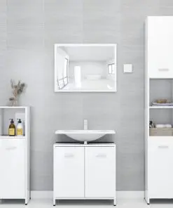vidaXL 4 Piece Bathroom Furniture Set High Gloss White Chipboard