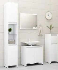 vidaXL 4 Piece Bathroom Furniture Set White Chipboard