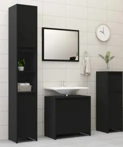 vidaXL 4 Piece Bathroom Furniture Set Black Chipboard