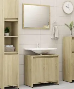 vidaXL 4 Piece Bathroom Furniture Set Sonoma Oak Chipboard
