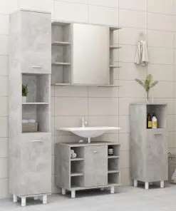 vidaXL 4 Piece Bathroom Furniture Set Concrete Grey Chipboard