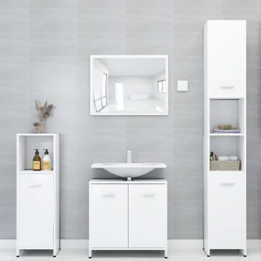vidaXL 3 Piece Bathroom Furniture Set White Chipboard
