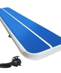 Everfit 4X1M Inflatable Air Track Mat 20CM Thick with Pump Tumbling Gymnastics Blue